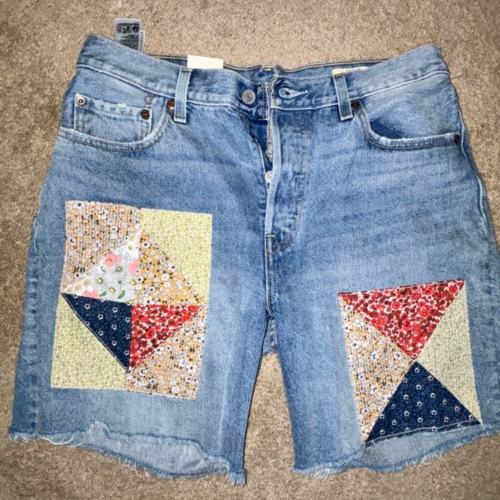 Levi 501 Patchwork Denim Shorts 29